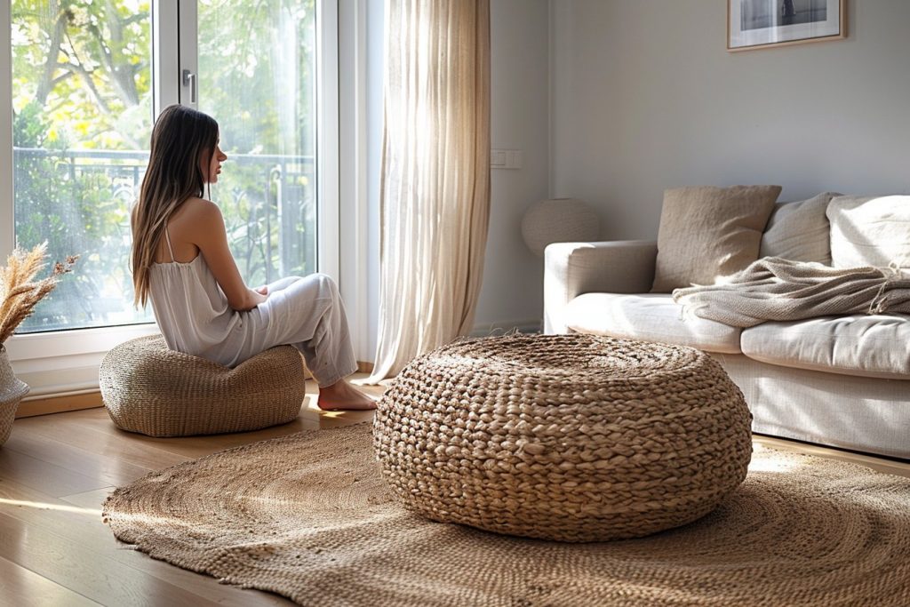 Pour un confort thermique optimal, optez pour un pouf tressé en fibre naturelle