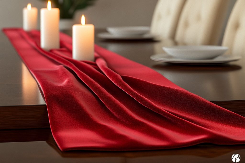 Rouge glamour : un chemin de table pour une table élégante