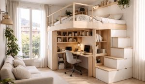 découvrez comment aménager un studio étudiant à lyon avec une mezzanine, un bureau compact et des rangements astucieux pour optimiser l'espace et créer un environnement fonctionnel et confortable.