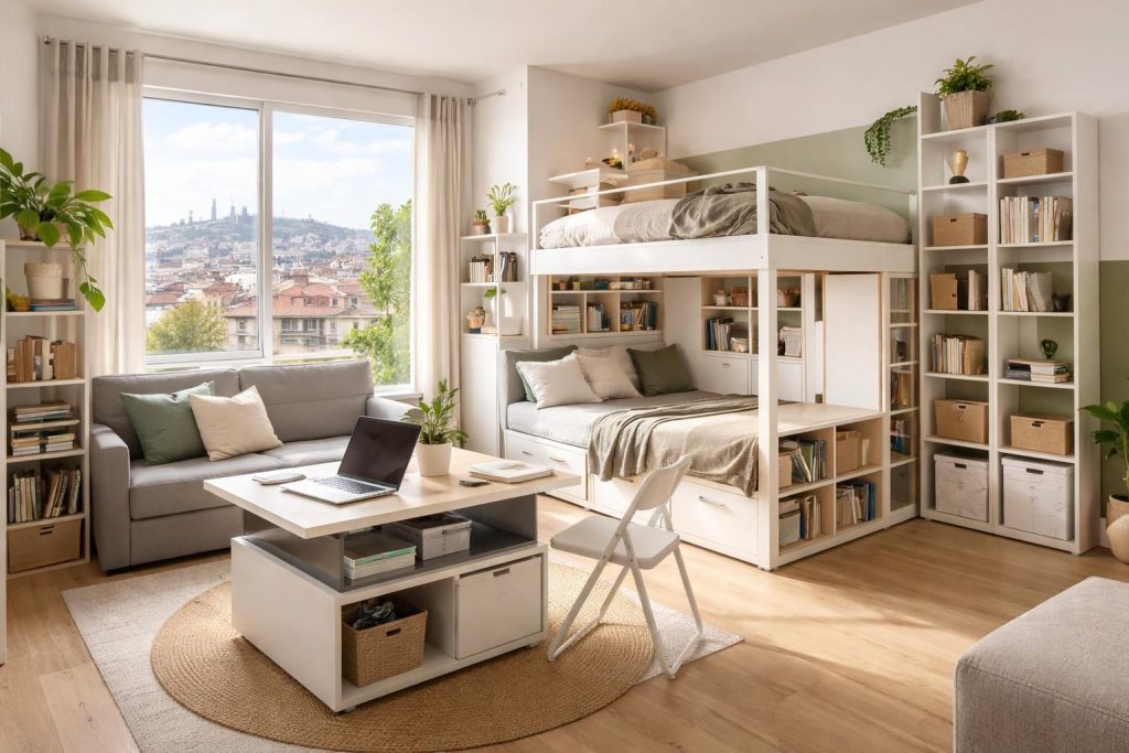 Aménager votre logement étudiant à Lyon avec meubles multifonctions et étagères modulaires IKEA