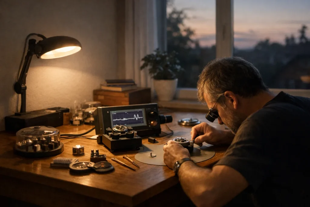 Une montre mécanique se règle à l&rsquo;amplitude, pas à l&rsquo;avance